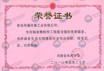 “河南省水利学会”颁发荣誉证书